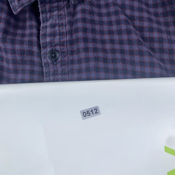 VTG J Crew Work Shirt Mens Med Purple Chamois Flannel Button Up Rugged Gingham - Picture 9 of 9
